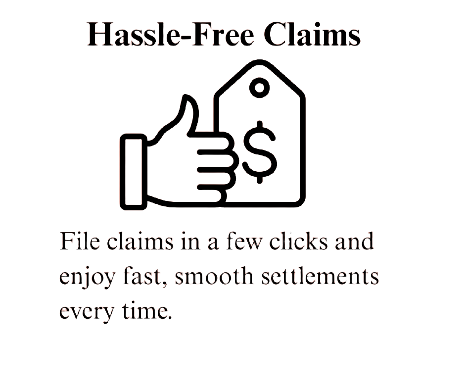 a thumbs up near a dollor symbol card in a black sketch highlighting acko's hassel free claims