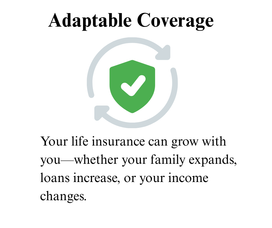 White tick inside green shield with a circular arrow above it, highlighting Acko’s adaptable coverage feature