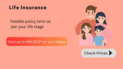 happy and healthy family standing together in a peach background , highlighting the flexi term policy insurance with affordable premiums